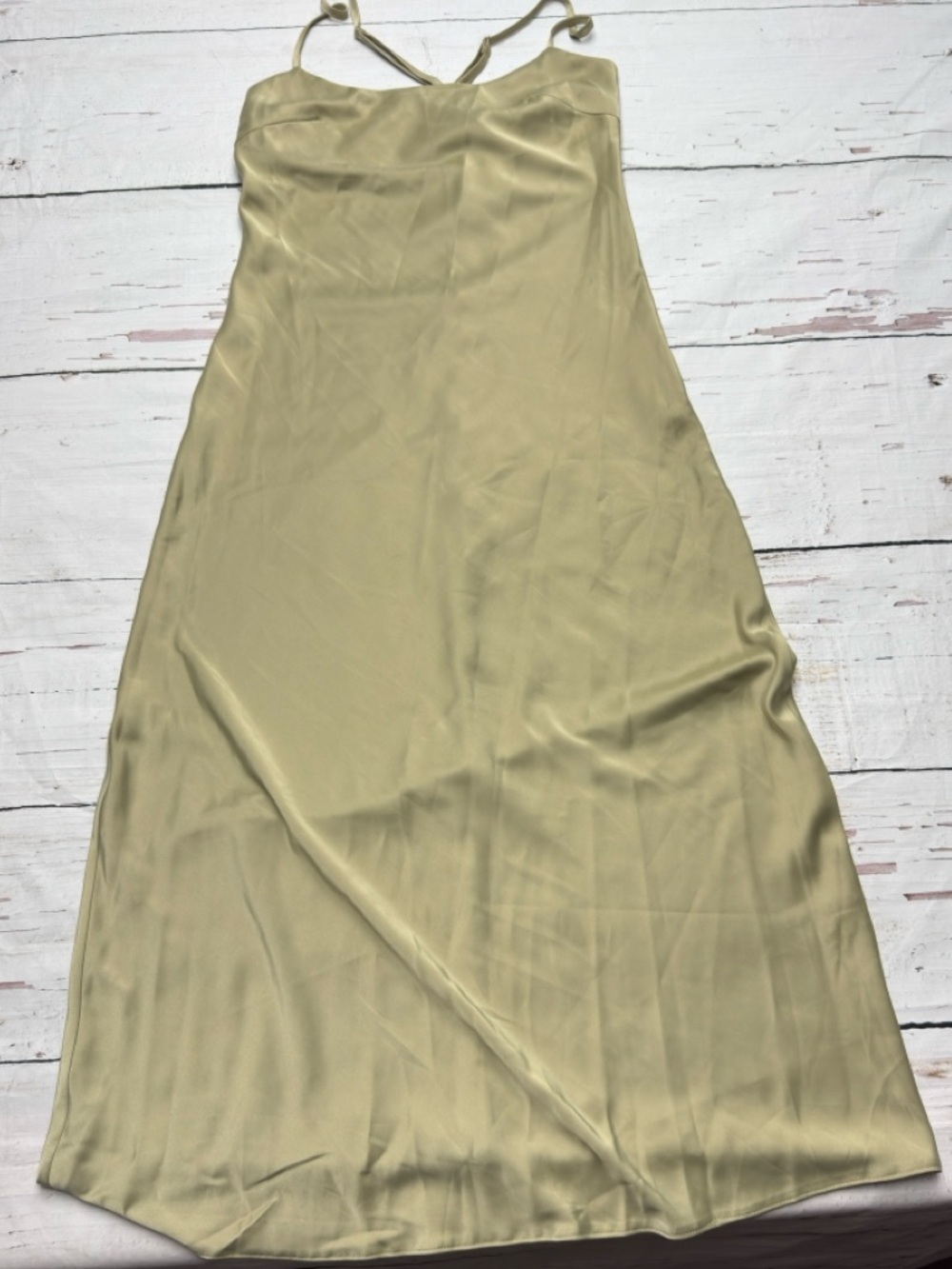 Nasty Gal Satin Halter Midi Dress Gold US 6 Y2K Slip - Picture 2 of 8